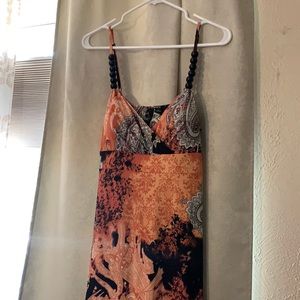 Long, vibrant paisley dress